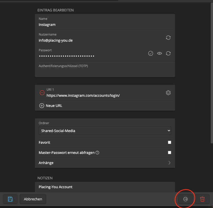 verschiebenBitWarden